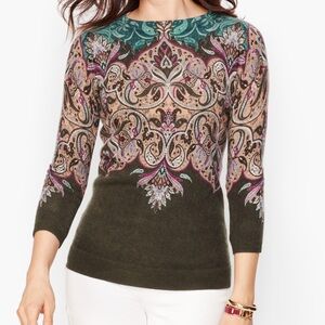 Talbots Sz L 100% Cashmere 3/4 Sleeve Sweater Business Career Cozy Casual